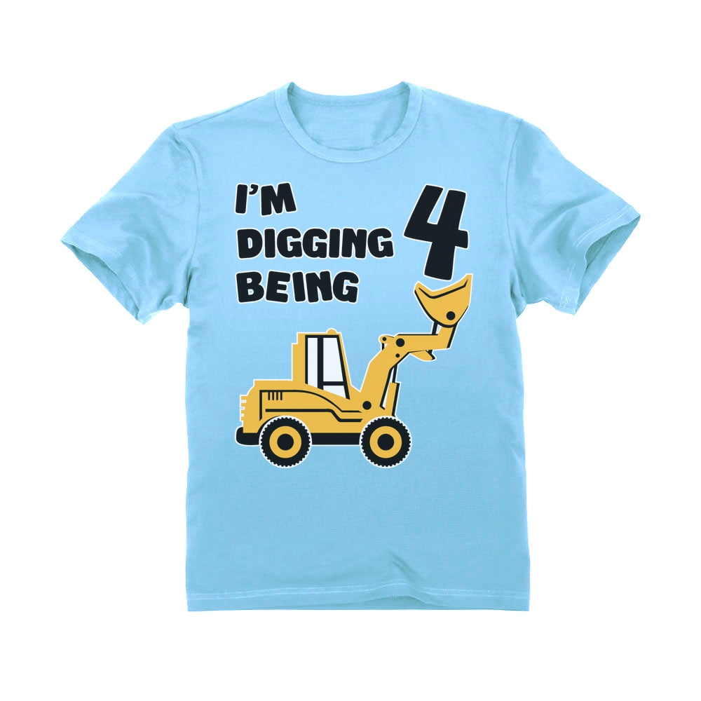 Funny Birthday Party Bulldozer Digger Toddler T Shirt UGP Campus Apparel Im Digging Being 2