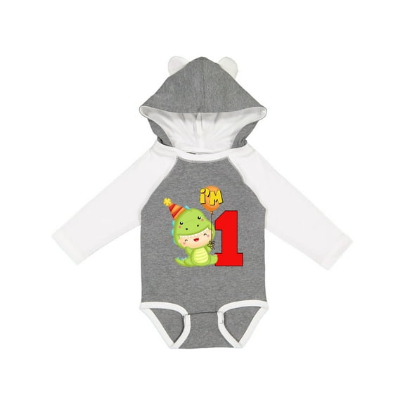 Inktastic 1st Birthday Cute Dinosaur Boys or Girls Long Sleeve Baby Bodysuit