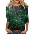 thumbnail image 2 of Womens Halloween Shirts Funny 3/4 Sleeve Tops Horror Pumpkin Face Printed Pullover Spooky Round Neck T Shirts Holiday Three Quarter Length Blouses, 2XL, 2 of 7