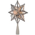 thumbnail image 3 of Northlight 8" Lighted Silver Tinsel Star Christmas Tree Topper - Clear Lights, White Wire, 3 of 6