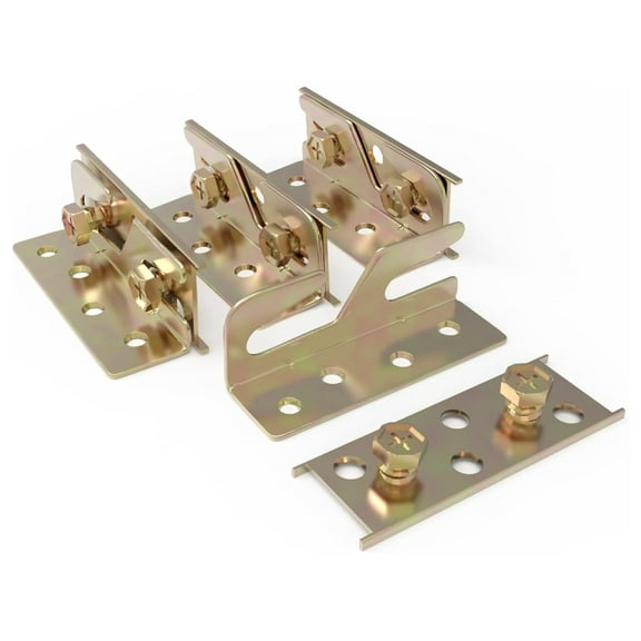 Bed Rail Brackets 4PCS, Heavy Duty Bed Frame Brackets for Wood Rails, Headboard & Footboard Connector Kit, Metal Bed Frame Support Plates, Universal Size for Wooden Beds