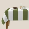 thumbnail image 5 of Olive Green and White Stripes Soft Tablecloth Square Dinng Table Covers for Kitchen & Table Linens 60" x 60", 5 of 8