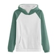 thumbnail image 4 of Jinhomg Womens 2026 Trendy Hoodies Casual Color Block Raglan Sleeve Sweatshirt Fall Loose Comfy Long Sleeve Pullover Tops with Kangaroo Pocket Blue M, 4 of 5