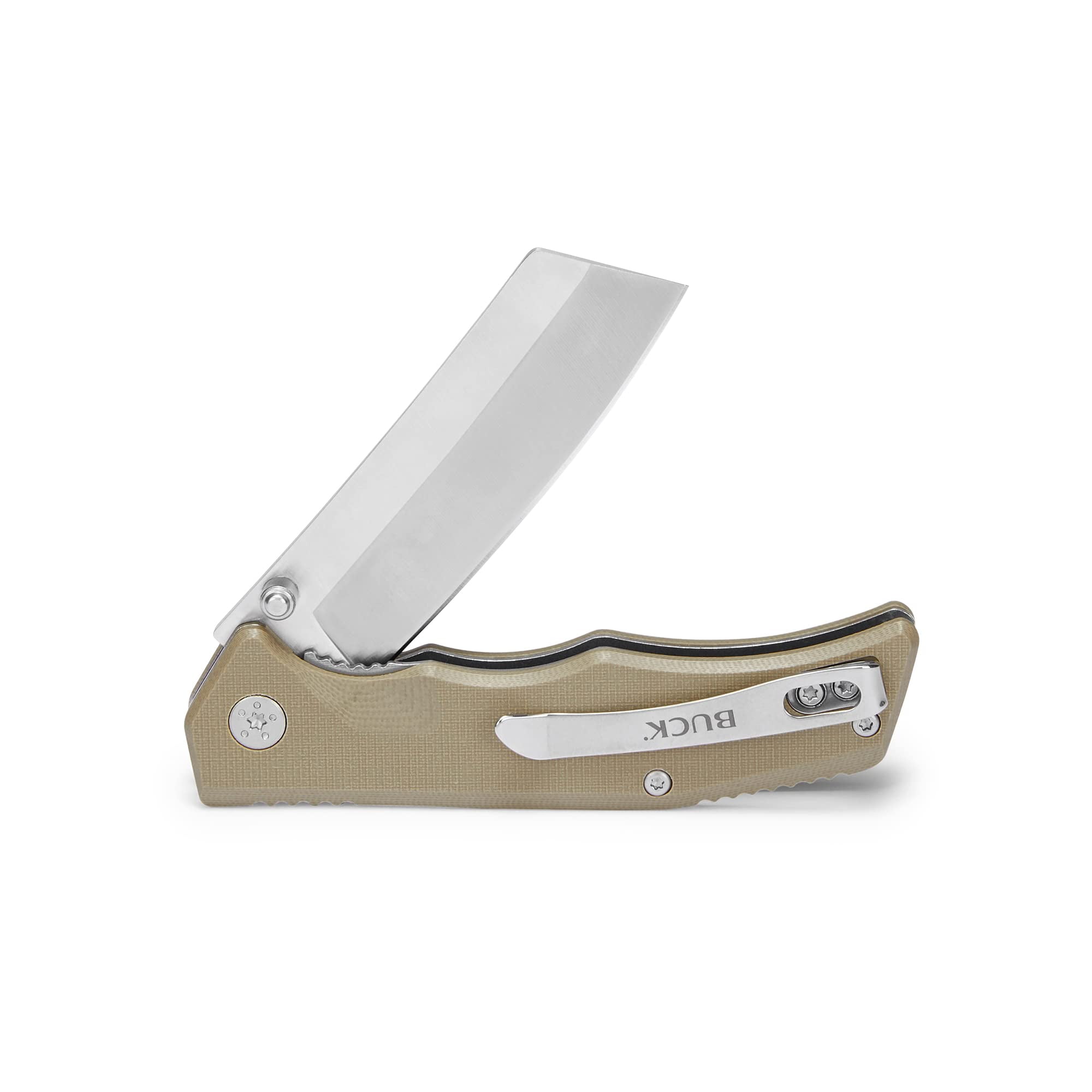 Buck Knives 252 Trunk Folding EDC Knife, 3-3/4” Pocket Knife Blade, Tan, 3.1 oz
