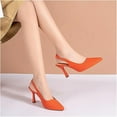 thumbnail image 3 of Pointy Toe Heels for Women, Slingback Court Shoes Heel, Ladies Pumps Ankle Strap Dress Sandals, Suitable for Shopping, Attending Events and Other Occasions. (Orange Size 40), 3 of 7