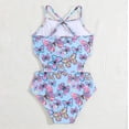 thumbnail image 6 of Shadoumai Girls Swimsuit One Piece Size 10 Cut Out Tankini Sets Quick Drying Tropical Print Girls Bathing Suit Spaghetti Strap Swimwear Shorts and Skirt, 6 of 8