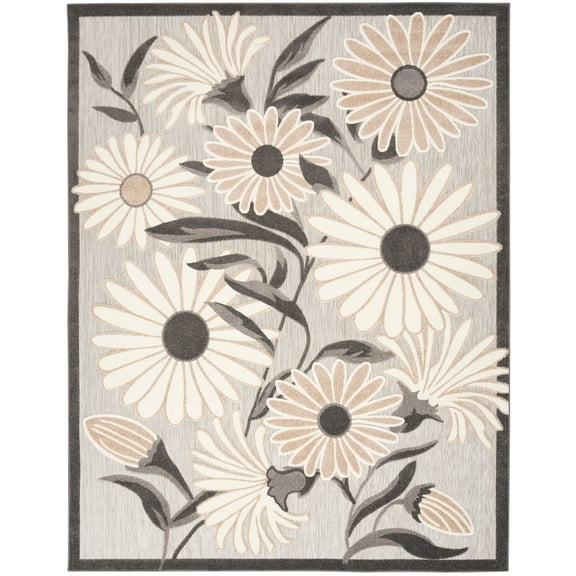 Nourison Aloha 9' x 12' Beige Contemporary Floral Flatweave Indoor/Outdoor Area Rug