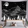 thumbnail image 5 of Tapiz de noche estrellada, tapiz de montaña, tapiz de estrella lunar, tapiz blanco y negro, dormitorio, sala de estar, 5 of 5