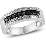 Angle View: 1/4 Carat T.W. Black Diamond Sterling Silver Semi-Eternity Ring