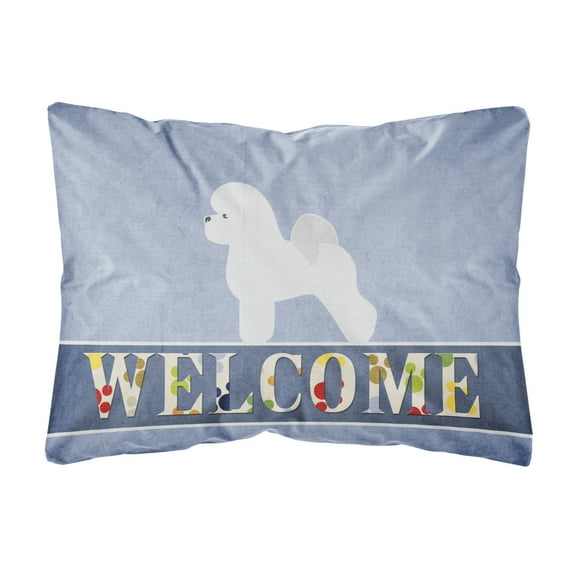Carolines Treasures BB5549PW1216 Bichon Frise Welcome Canvas Fabric Decorative Pillow, 12H x16W, multicolor