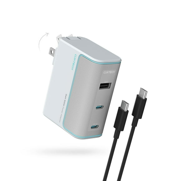 Cargador de Pared CUKTECH 10 de 100W USB C de 3 Puertos para MacBook Blanco