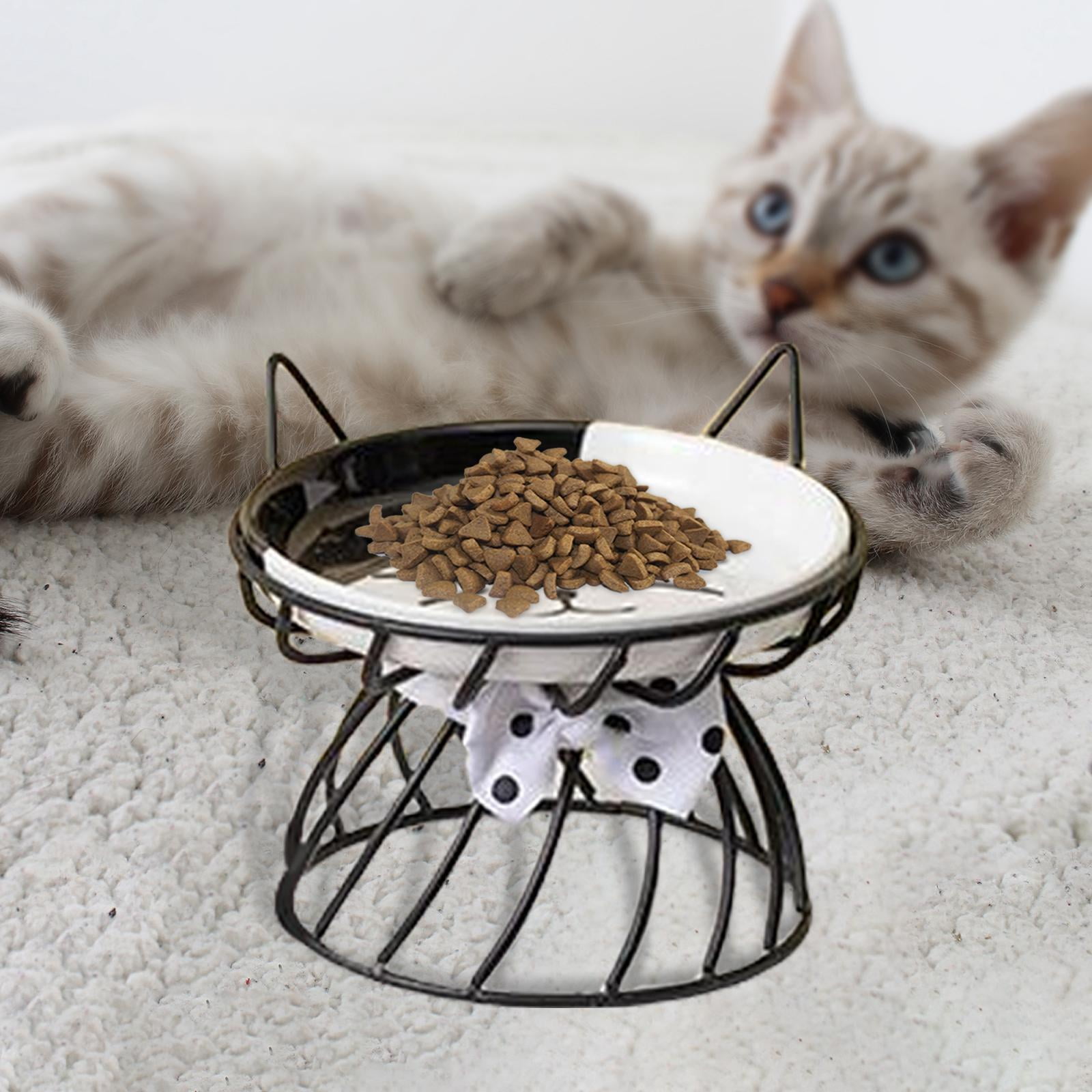 Cat Dog Bowl Snack Canned Dish with Metal Raised Stand Drinking Eating Feeding Bowl Nordic Cat Bowl Ceramic