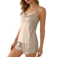 thumbnail image 5 of WCJM Thin Strap Cowl Neck Sleeveless Top and Shorts Set Women Casual Outfit Light Loungewear Leisure, 5 of 7