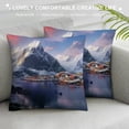 thumbnail image 3 of Orinice Mountains Water Village Graphic Decorative Cushion Throw Pillow Cover for Home - 1PC 22x22in, 3 of 5