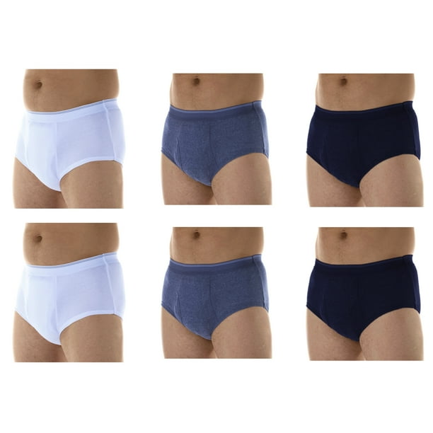Wearever Men's Incontinence Underwear Open Fly Washable Briefs