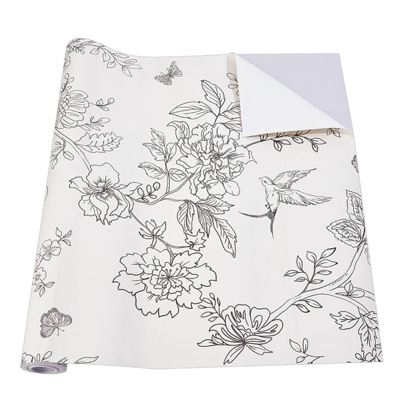 Bird Peel and Stick Wallpaper 17.4 Inchx197 Inch Vintage Flower Contact Wall Paper Removable Peel and Stick Wallpaper Wall Protector