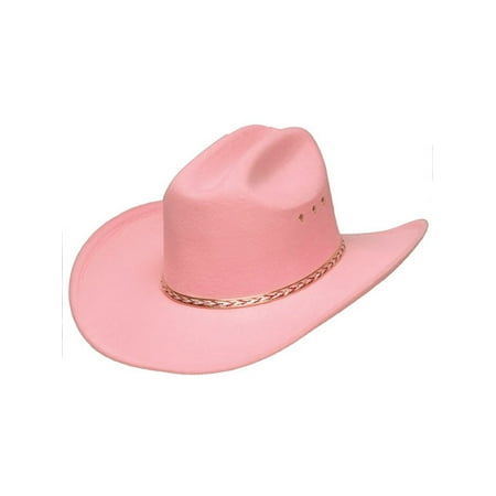 Pink Faux Felt Cowboy Hat - Elastic Fit - Large / Extra Large Fit