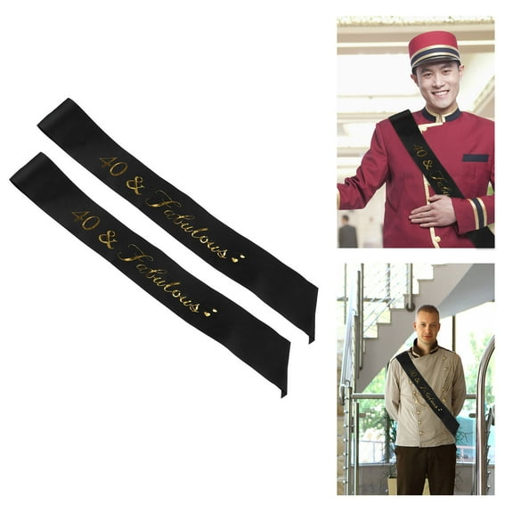 FESTFENDS 2Pcs Birthday Party Sash Letter Printing Sash Black Satin Ribbon For Women
