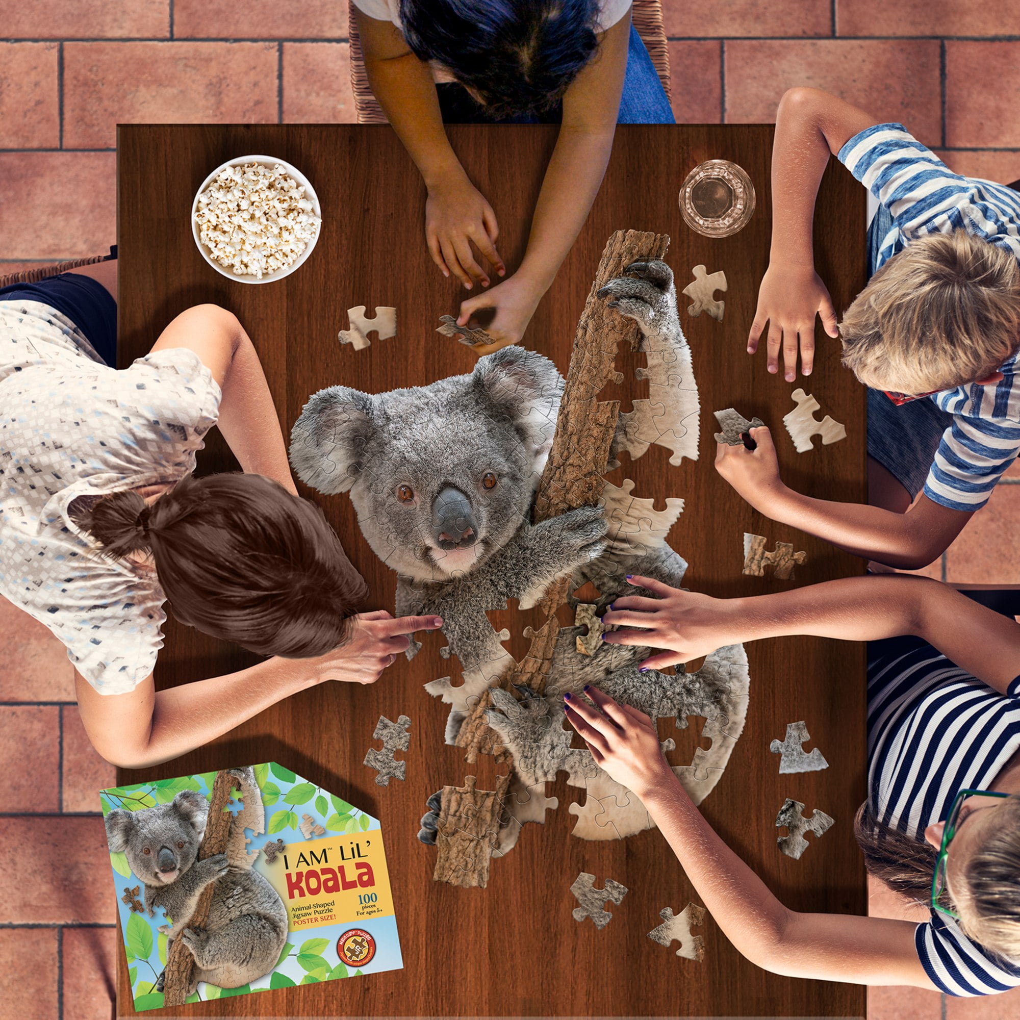 Madd Capp LiL' KOALA 100 Piece Jigsaw Puzzle For Ages 5+ - 4020 - Unique Animal-Shaped Border, Poster Size when completed, Oversized Puzzle Pieces For Easy Handling, Includes Educational Fun Facts