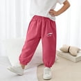 thumbnail image 4 of CYRBOKO Girls Jogger Pants, Linen Feel Tapered Solid Pockets Casual Bottoms Hot Pink Size 1-2 T, 4 of 6