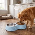 thumbnail image 3 of ICQOVD Stainless Steel Double Pet Bowl Set Food and Water Feeder with Non Slip Base Large Capacity Durable Feeding Bowl 9.84x5.31x1.77IN, 3 of 6