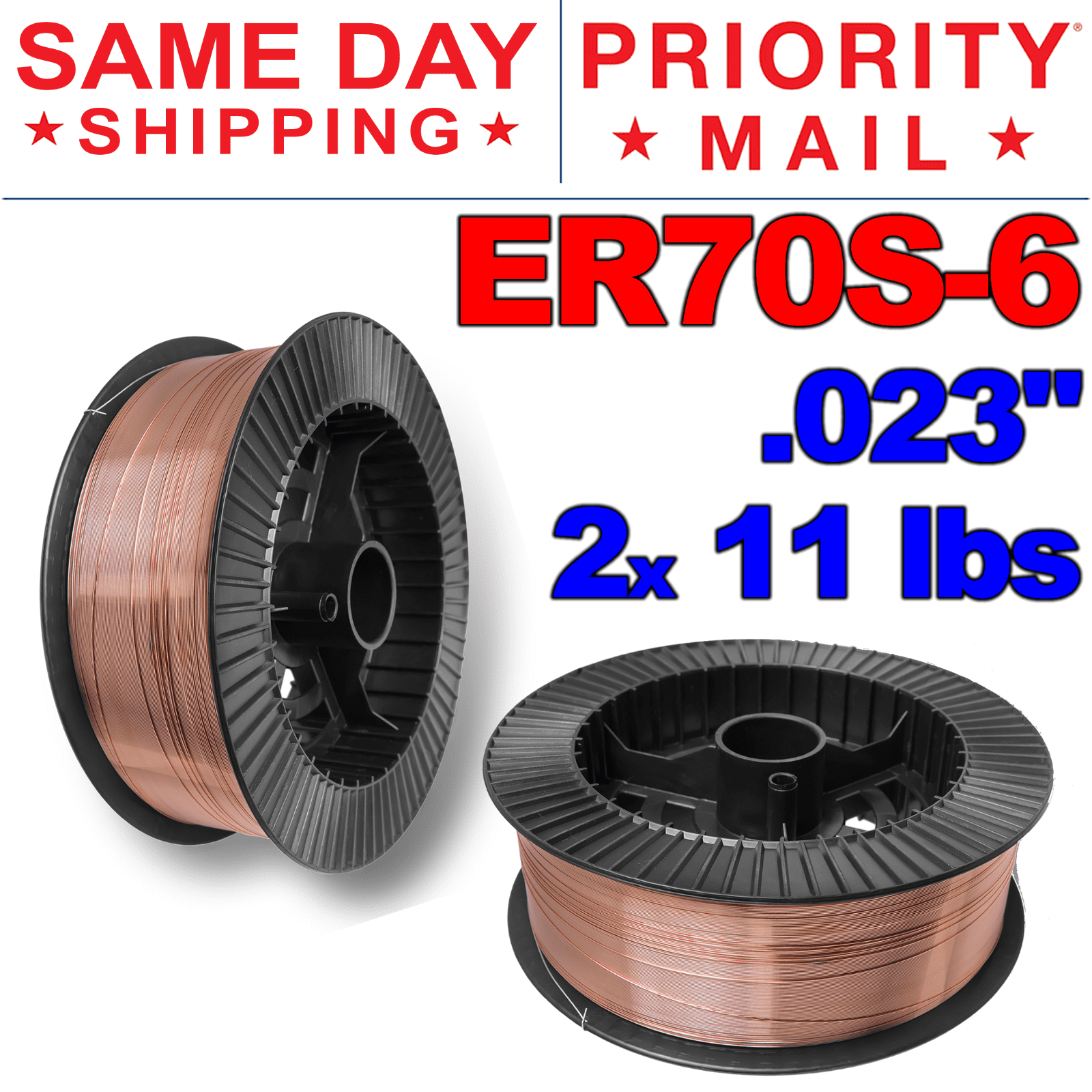 ER70S-6 .023 Mild Steel MIG Welding Wire PGN 0.6 mm 2x 11 Lbs Spool 