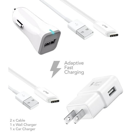 Sprint Huawei Ascend G7 Charger Fast Micro USB 2.0 Cable Kit by Ixir - (Fast Wall Charger + Fast Car Charger + 2 Cable)