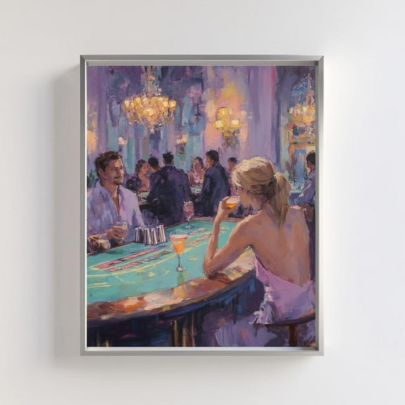 Classy Casino Art Print, Elegant Nightlife Scene, Glamorous Cocktail Lounge Decor, Vintage Casino Vibe, High Society Art, Evening Scene Wall Art, Modern Wall Decor, 12x18 UNFRAMED