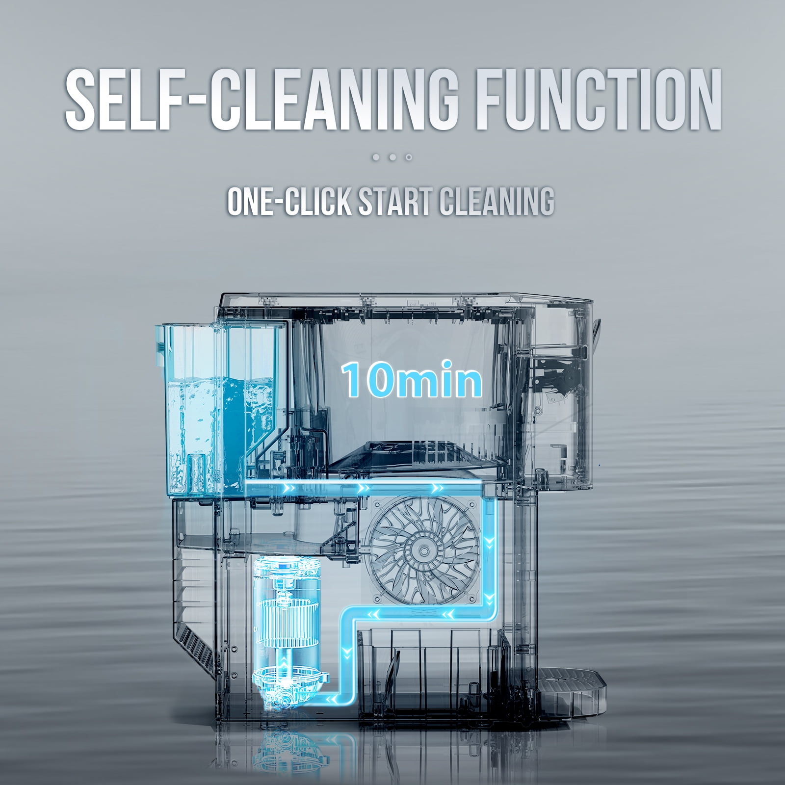 Auseo Ice Maker Countertop with Soft Chewable Ice, 44 Lbs/24H, Self-Cleaning, One-Click Operation for Home/Party(Silver)