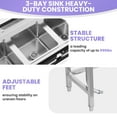 thumbnail image 2 of 3 Compartment Outdoor Freestanding Kitchen Sink with Adjustable Legs, Commercial Utility Sink, Utility Sink, Kitchen Sink for Farmhouse, Outdoor Use, 2 of 8
