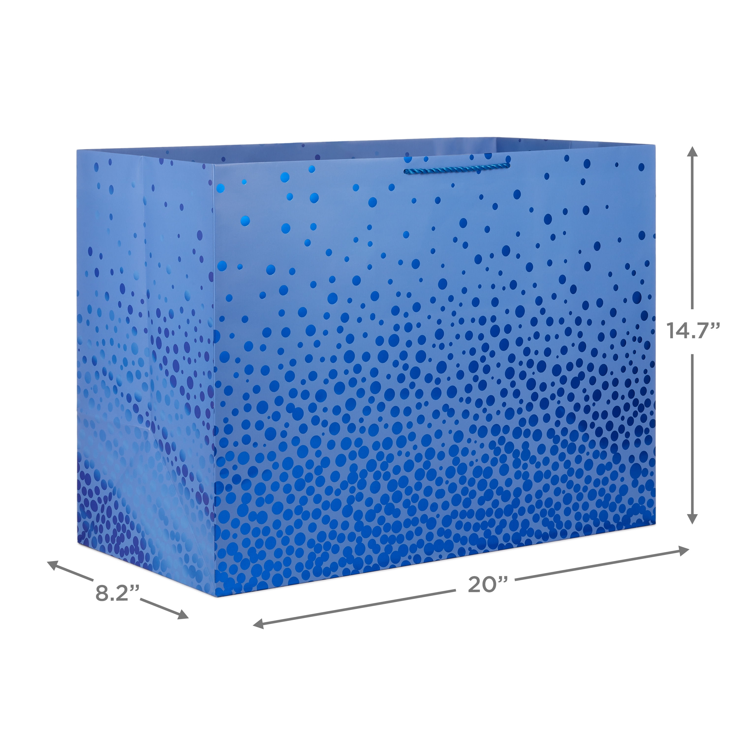 Hallmark Jumbo Horizontal Gift Bag (Blue with Cascading Blue Foil Dots)