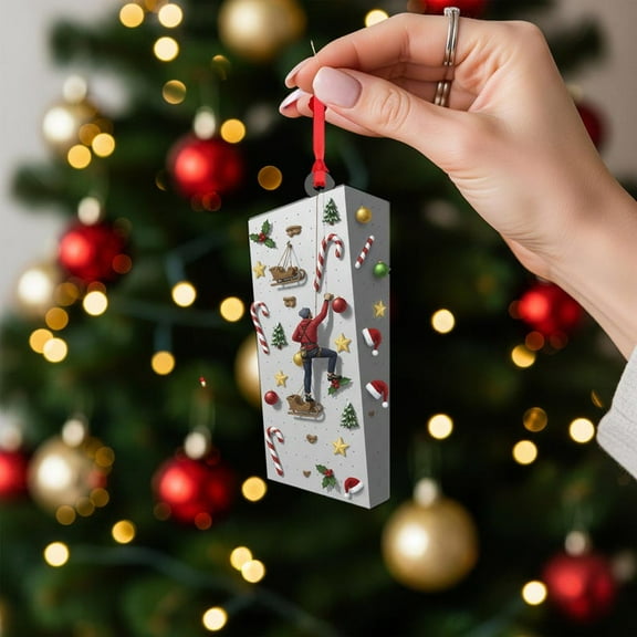 ViciArt Rock Climbing Ornament – Sports Theme with Holiday Wall and Candy Cane Holds, Christmas Tree Decor