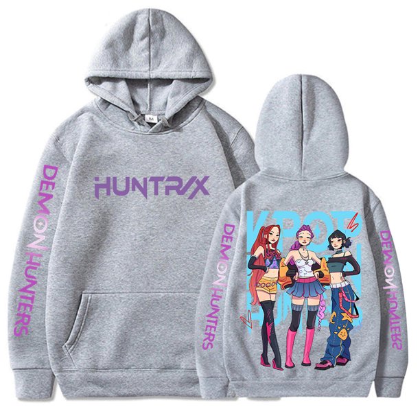Pop cazadora para niña Demo-n Hunters Unisex Fashion Hooded Sweatshirt Streetwear Soft Comfortable Long Sleeve Hoodie for Daily Wear Spring Fall Winter (Gray)