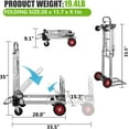thumbnail image 5 of SHZOND 2 in 1 Folding Hand Truck 330 lbs Load Capacity Dolly Cart,Heavy Duty Aluminum Hand Truck with 4 Wheels, 5 of 8