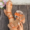 thumbnail image 7 of Pandaie Chunky High Heels for Women Strappy Platform Heeled Sandals with Rivets Open Toe Dressy Wedding Shoes for Bridal Prom (Brown,8.5), 7 of 7