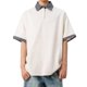 thumbnail image 1 of Blusa y camisa de manga corta con cuello vuelto para hombre, estilo casual, con botones en color liso y contraste, de manga corta y cuello vuelto., 1 of 3