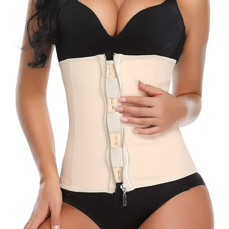 

VASLANDA Women s Zipper&Hook Hourglass Latex Underbust Corset Waist Training Body Shaper