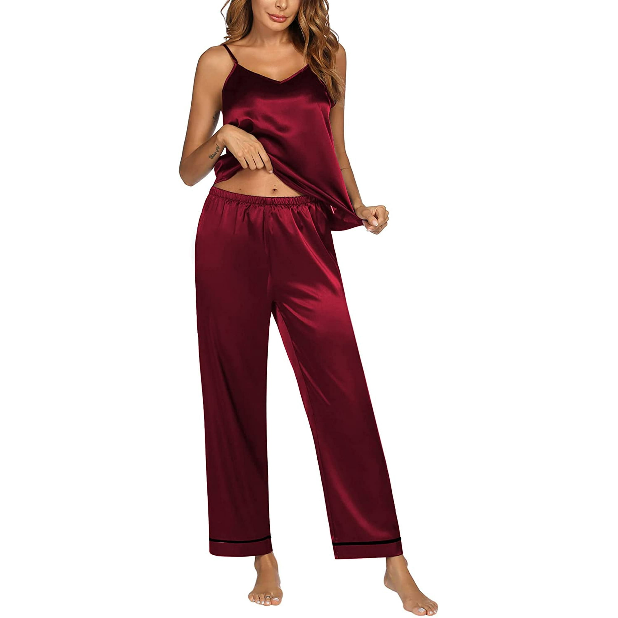 Satin cami trouser pyjama set hotsell