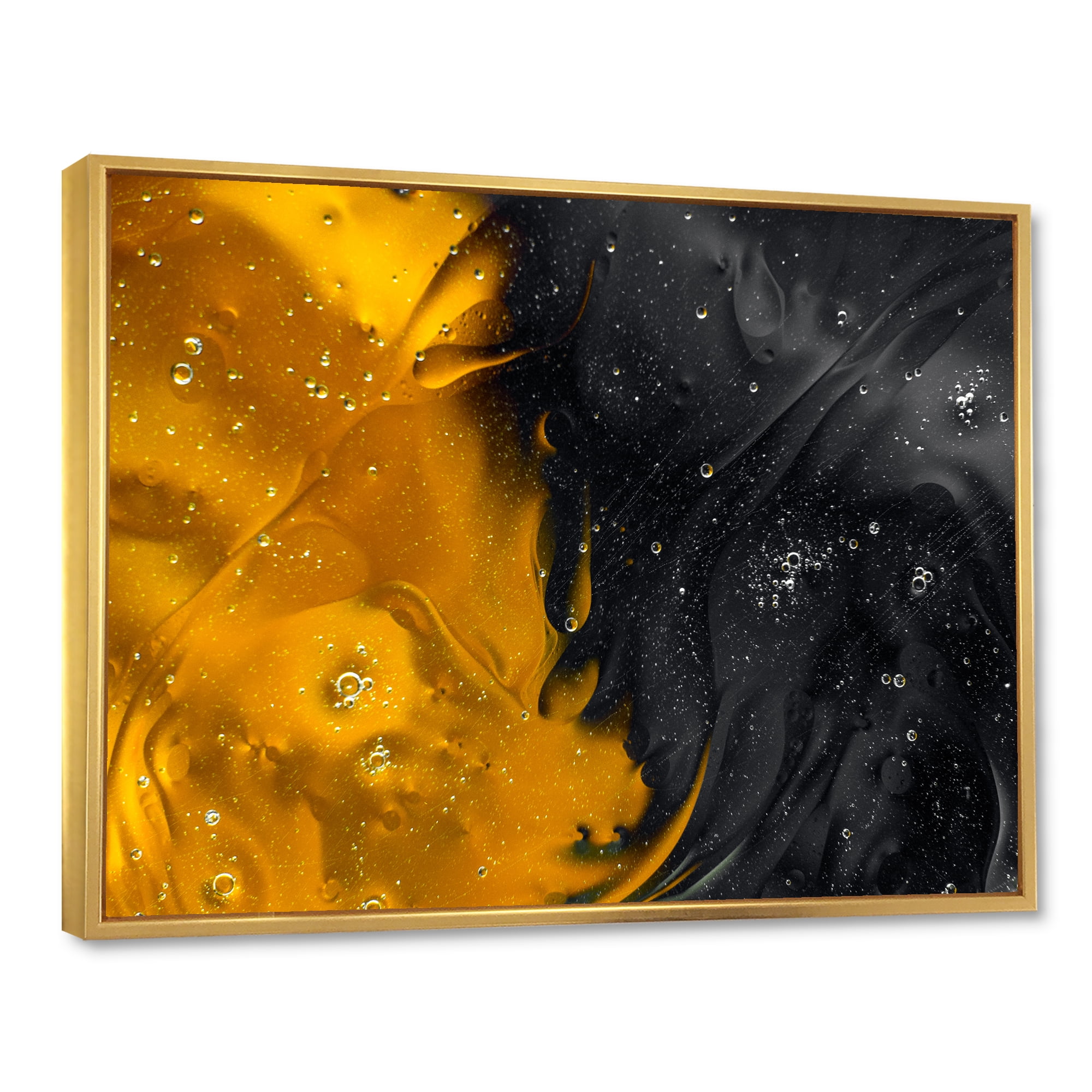 Designart 'Marriage of Black and Yellow' Modern Framed Canvas Wall Art Print