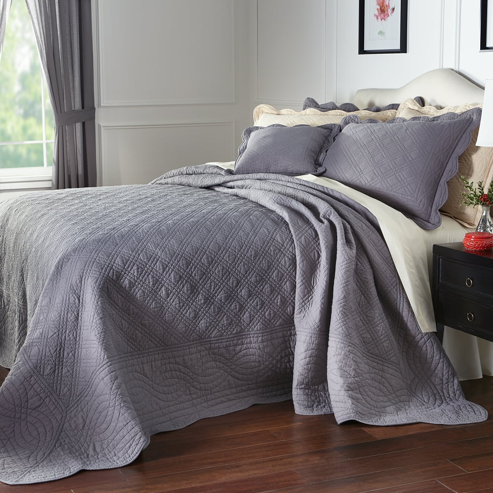 BrylaneHome Florence Oversized Bedspread Twin, Gray