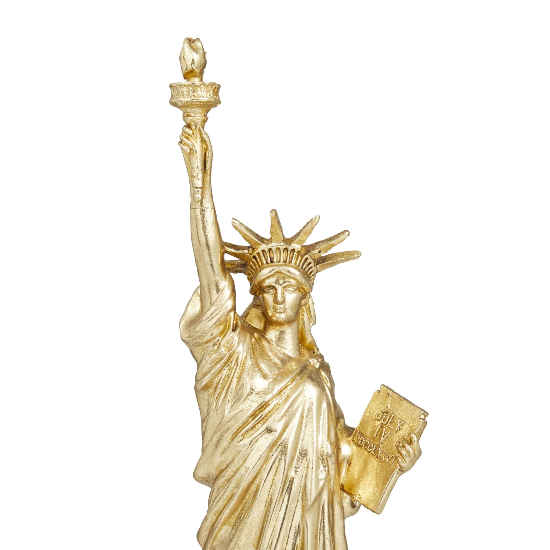 5" x 17" Gold Polystone Statue of Liberty Sculpture, by DecMode