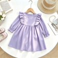 thumbnail image 2 of OJSFQUFP Toddler Girls Long Sleeve Dress Ruffle Shoulder A‑Line Casual Dresses for Little Girl, 2 of 9