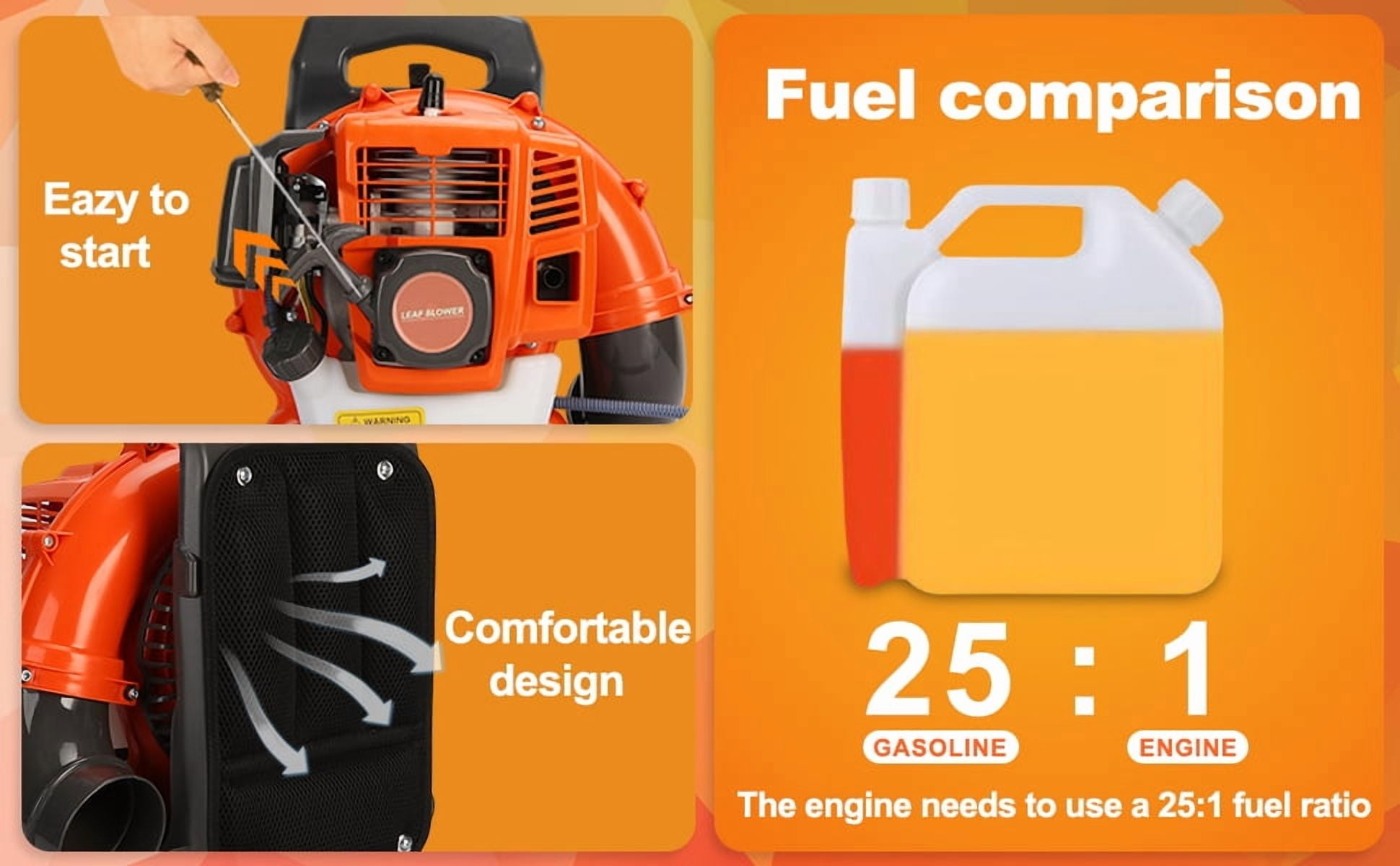 kiel 52CC Gas Powered Backpack Leaf Blower | 550 CFM High Air Flow | 6800 RPM | for Yard Lawn Leaf Cleanup