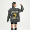 thumbnail image 2 of Women's Gameday Couture Black Michigan Wolverines Oversized Style's the Limit Micro-Rhinestone Stripe Washed Denim, 2 of 6