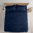 thumbnail image 3 of 1 Drap-Housse en Microfibre Brossée Marine Comprend Ensemble de Draps Complet, 3 of 5