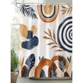 thumbnail image 2 of Brown Nave Blue Boho Small Stall Shower Curtain, Waterproof Shower Curtains for Bathroom, Modern Geometric Botanical Washable Fabric Cloth Bath Curtain for Bathtub Decoration with Hooks 36x72 Inches, 2 of 6