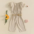 thumbnail image 5 of tarylea Newborn Infant Girls Clothes Puff Short Sleeve Crop Top Wide Leg Pants 2Pc Summer Outfits, 5 of 8