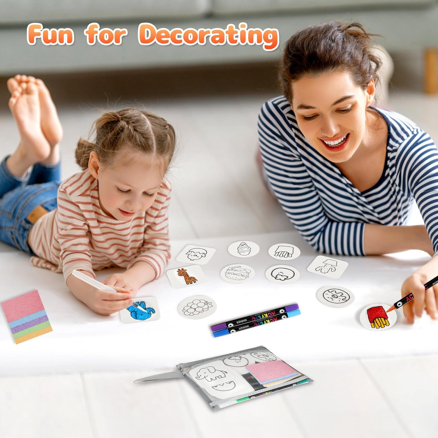 Magic Foam Texture Painting Kit for Kids Ages 6-10, 67-Piece 3D Puffy Art Set with 30 Foam Sheets, 24-Color Acrylic Markers, 2 Water Brushes and Storage Bag