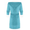 thumbnail image 4 of Rejlun Women Sherpa Robes Solid Color Fuzzy Plush Bathrobe Long Sleeve Sleepwear Plain Dressing Gown Warm Sleeping Fleece Robe Blue M, 4 of 4