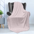 thumbnail image 4 of Floral Soft Flannel Fleece Throw Blanket, Ornamental Damask Stencil Inspired Flourishing Petals Leaves Motif, Cozy Plush for Indoor and Outdoor Use, 50" x 70", Blush Dried Rose, by Ambesonne, 4 of 5